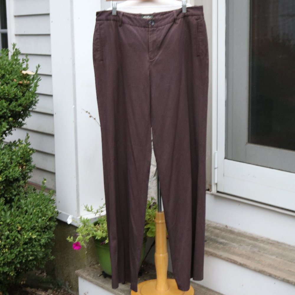 Eddie Bauer TALL Plus Size Vachon Fit Brown Straight Wide Leg Pants Size 14T